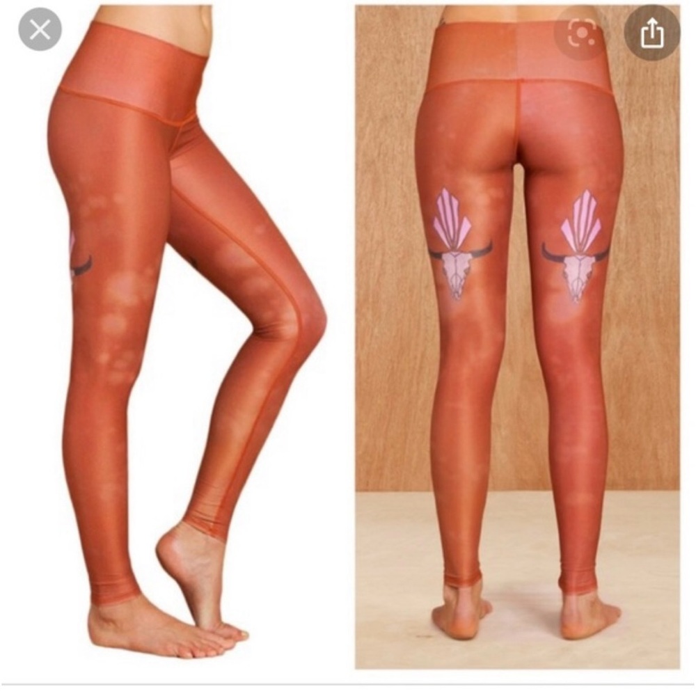 teeki Rust Orange Leggings with Back Graphic